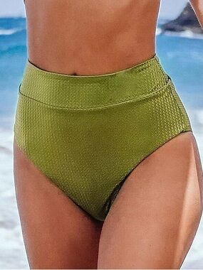 🆕Cupshe Sz M Green Textured High Waisted Bikini Bottom